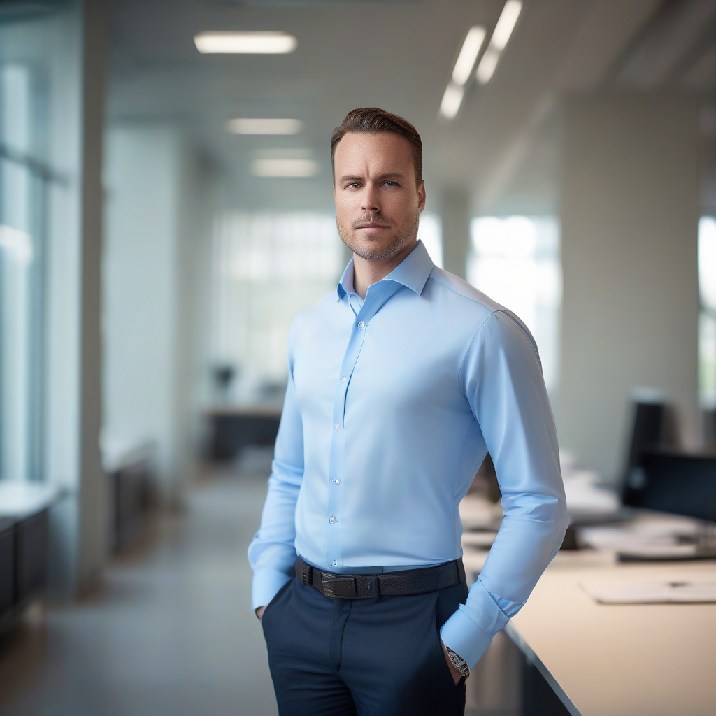 Shirt manufactured by a VDG production unit, worn in an office