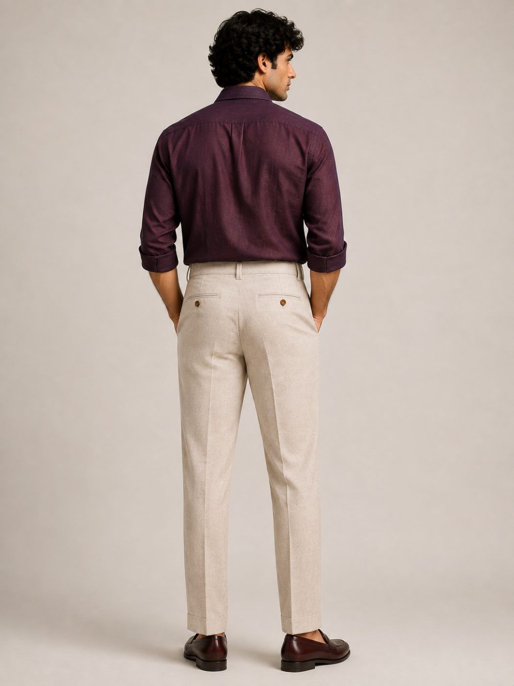 Arden Stone Pleated Linen Trouser — view 4