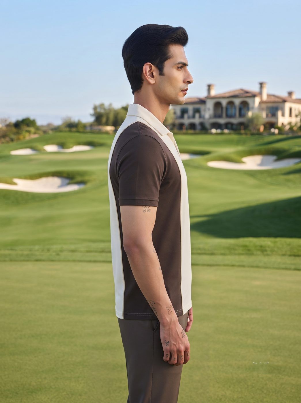 Brown & Cream Panel Polo