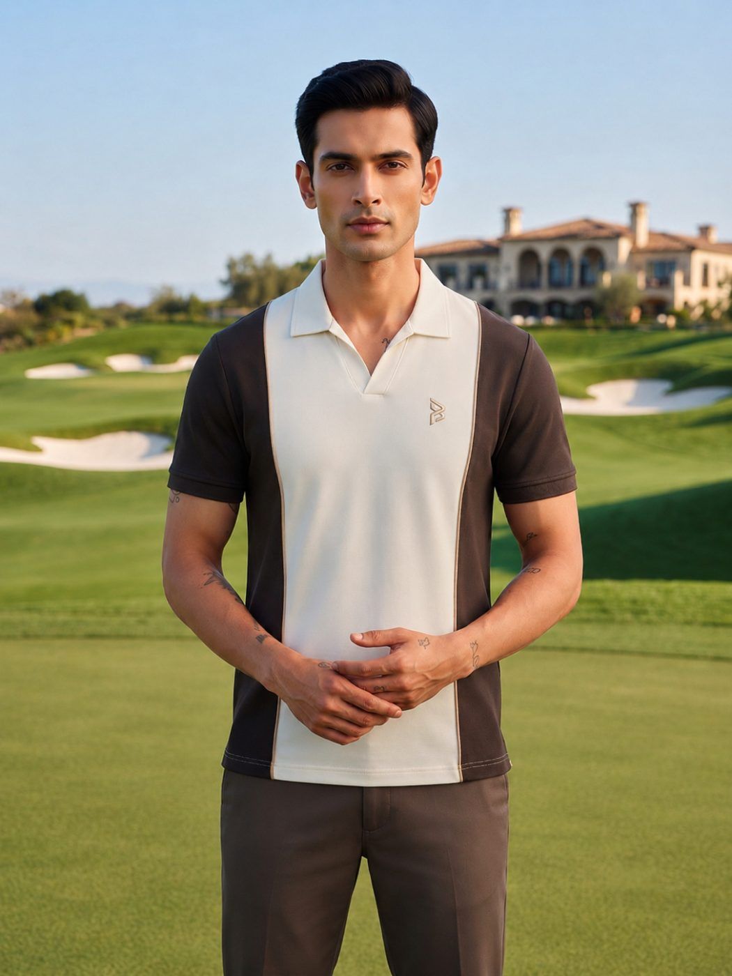 Brown & Cream Panel Polo — view 3