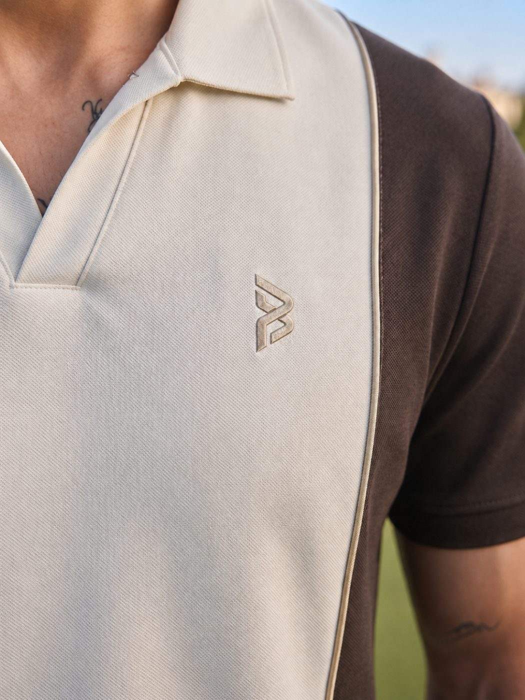 Brown & Cream Panel Polo — view 4