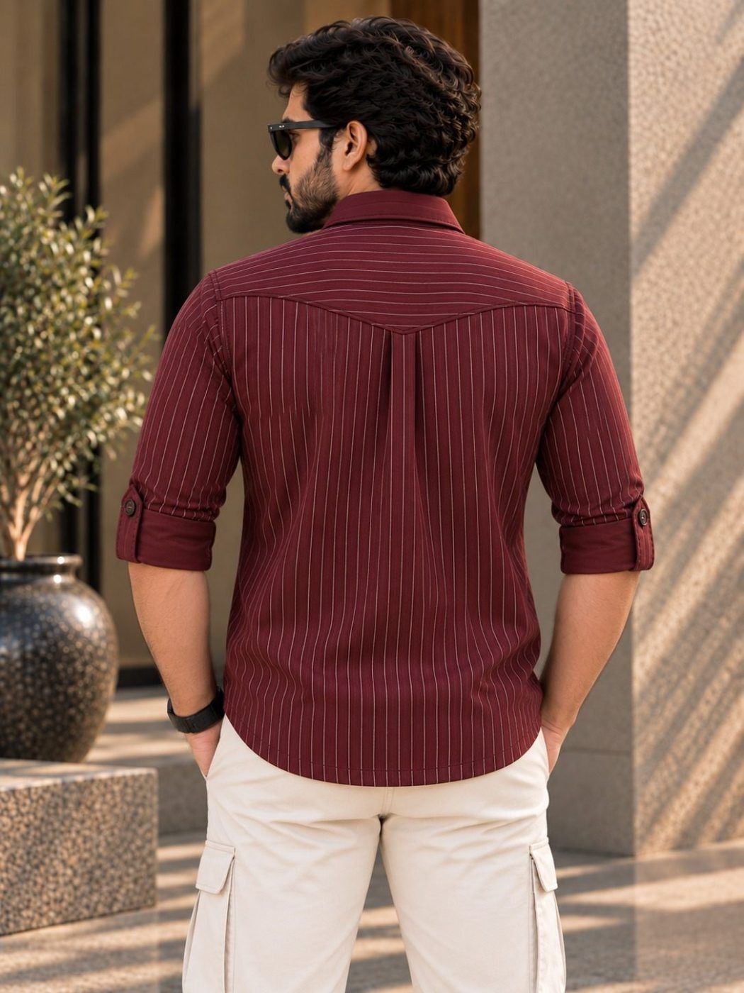 Burgundy Pinstripe Hunter Shirt — view 4