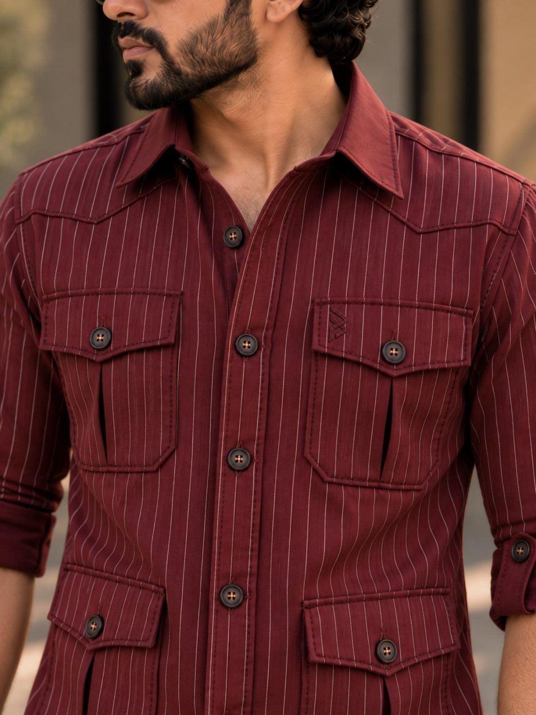 Burgundy Pinstripe Hunter Shirt — view 5