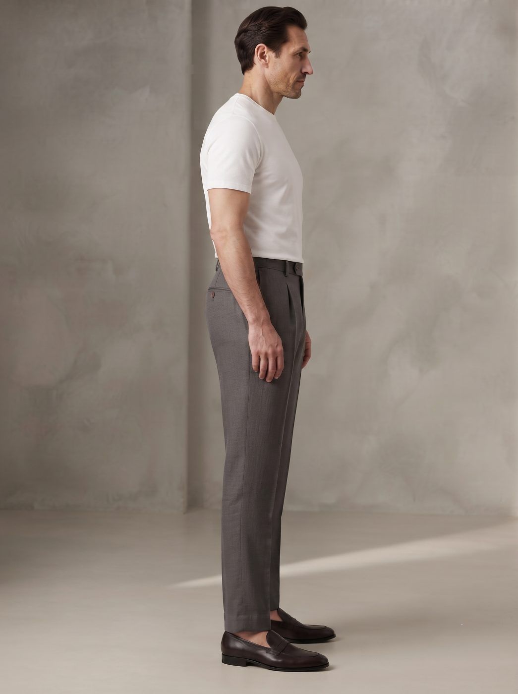 Charcoal Pleated Linen Trouser — view 2