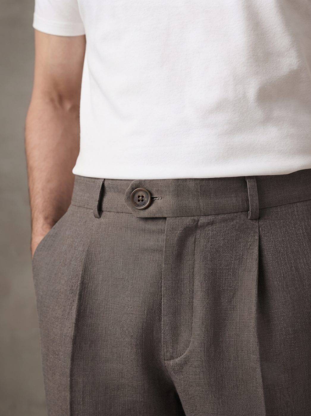 Charcoal Pleated Linen Trouser — view 4