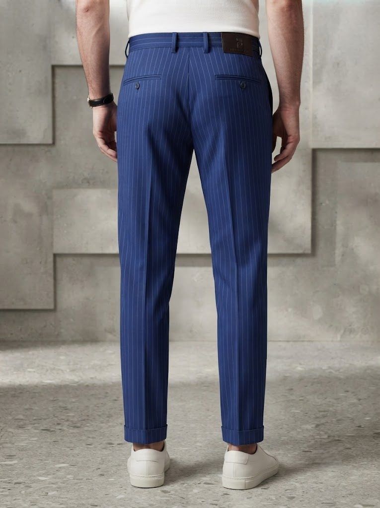Cobalt Blue Pinstripe Chino — view 2