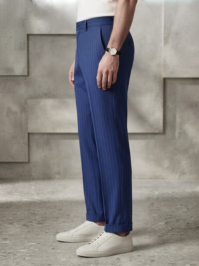 Cobalt Blue Pinstripe Chino — view 4