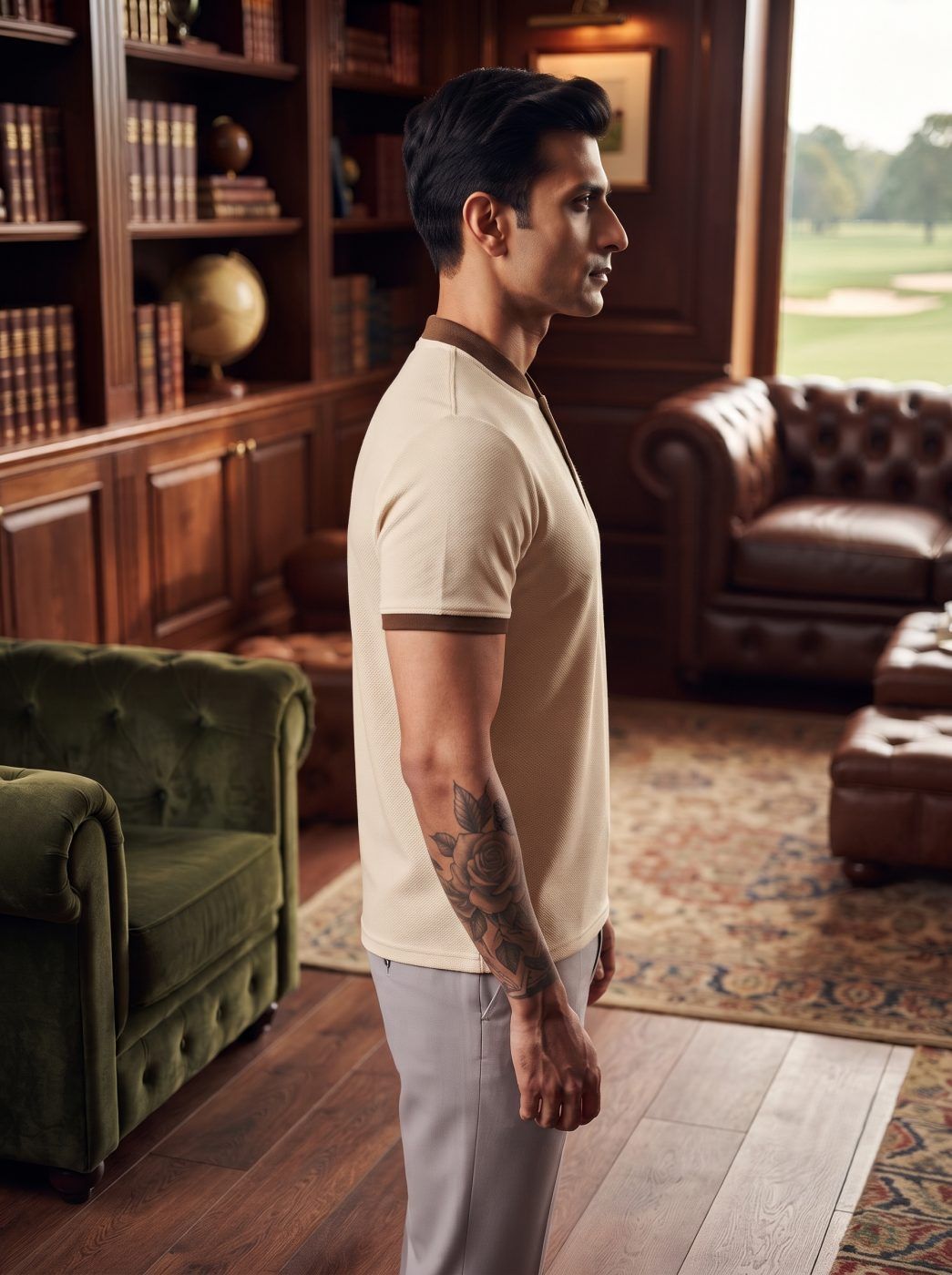 Cream & Brown Tipped Polo — view 2