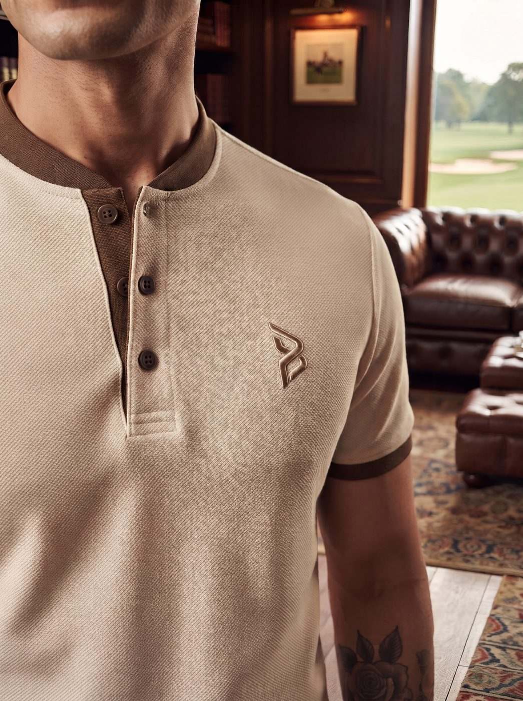 Cream & Brown Tipped Polo — view 4
