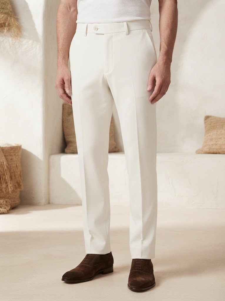 Crisp Ecru Tailored Trouser