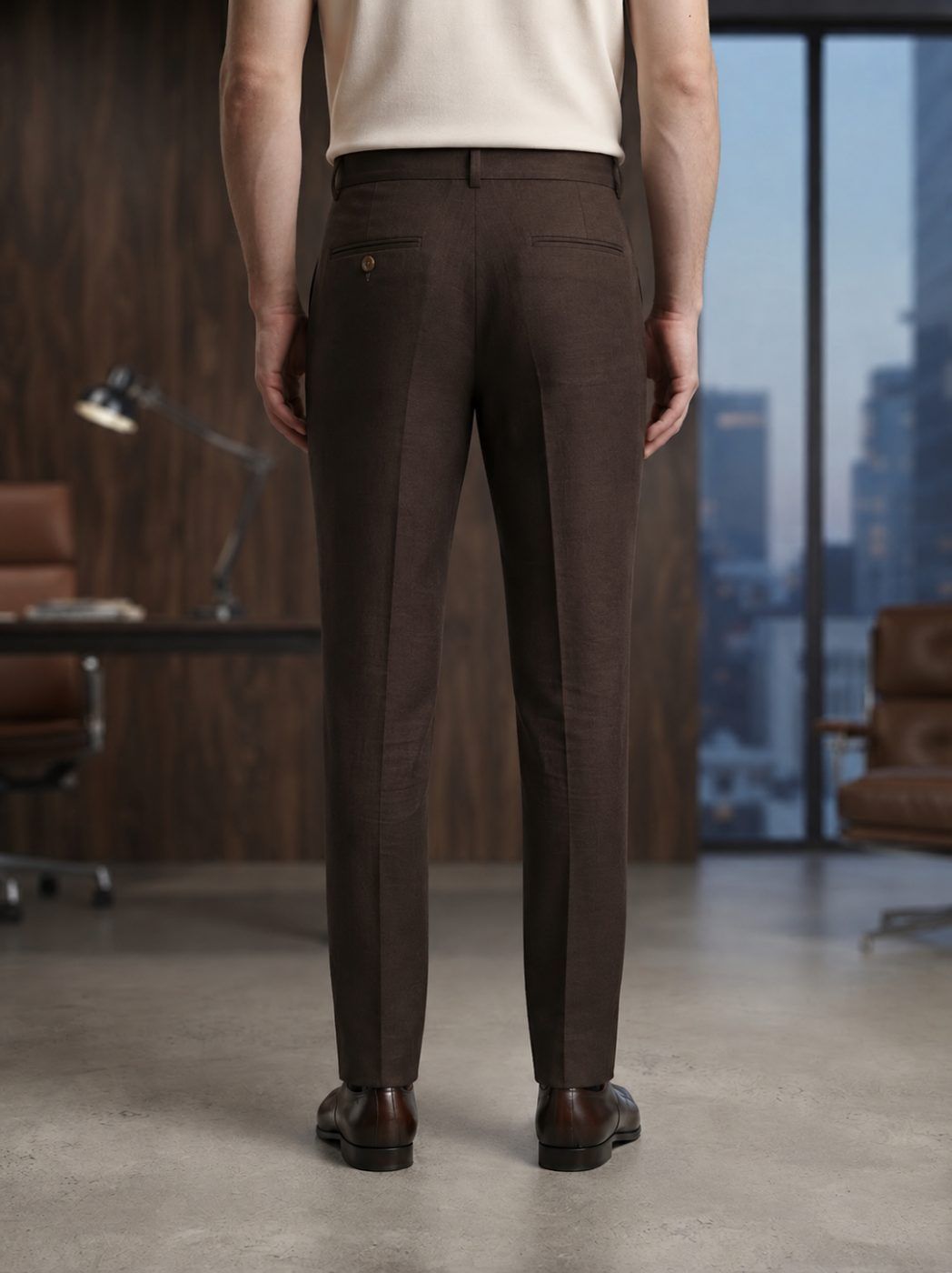 Dark Espresso Linen Trouser — view 3