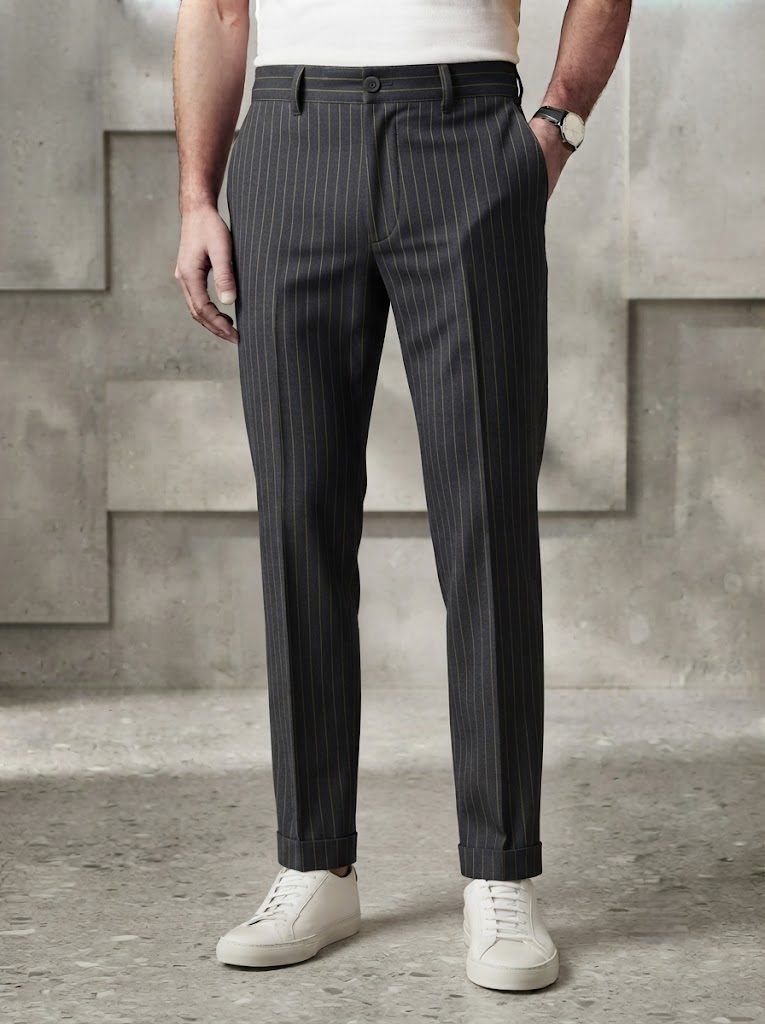 Deep Charcoal Pinstripe Chino