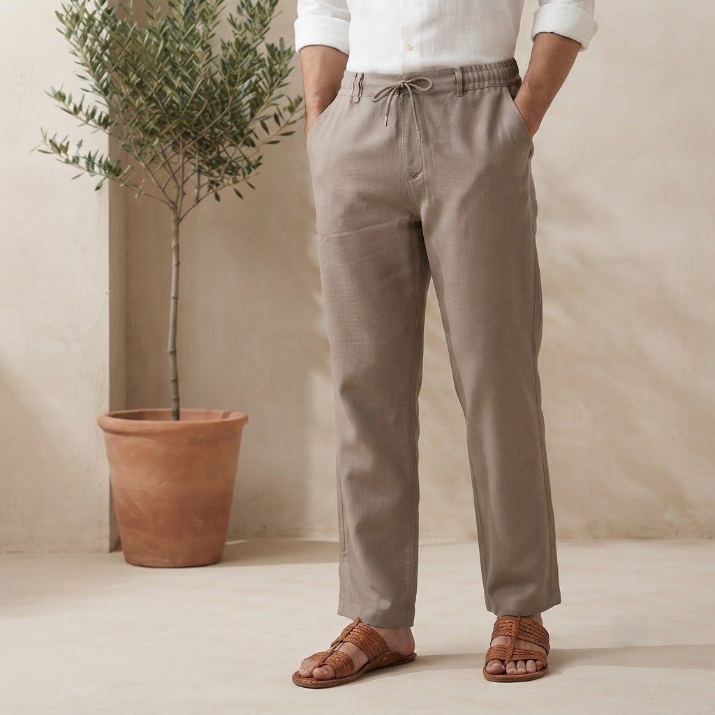 Desert Sand Linen Drawstring Pant