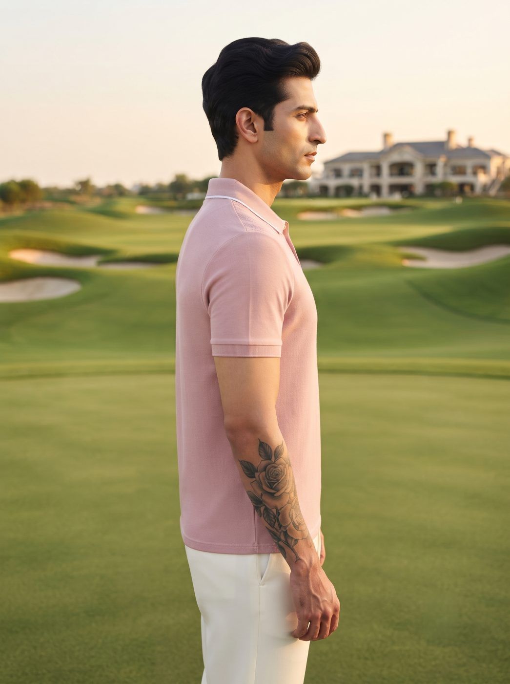 Dusty Rose Textured Polo — view 2
