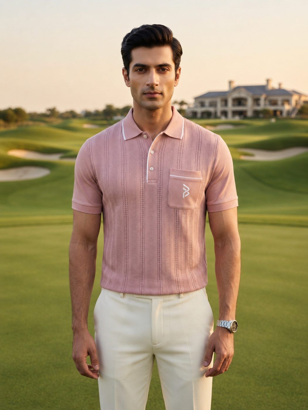 Dusty Rose Textured Polo — view 4