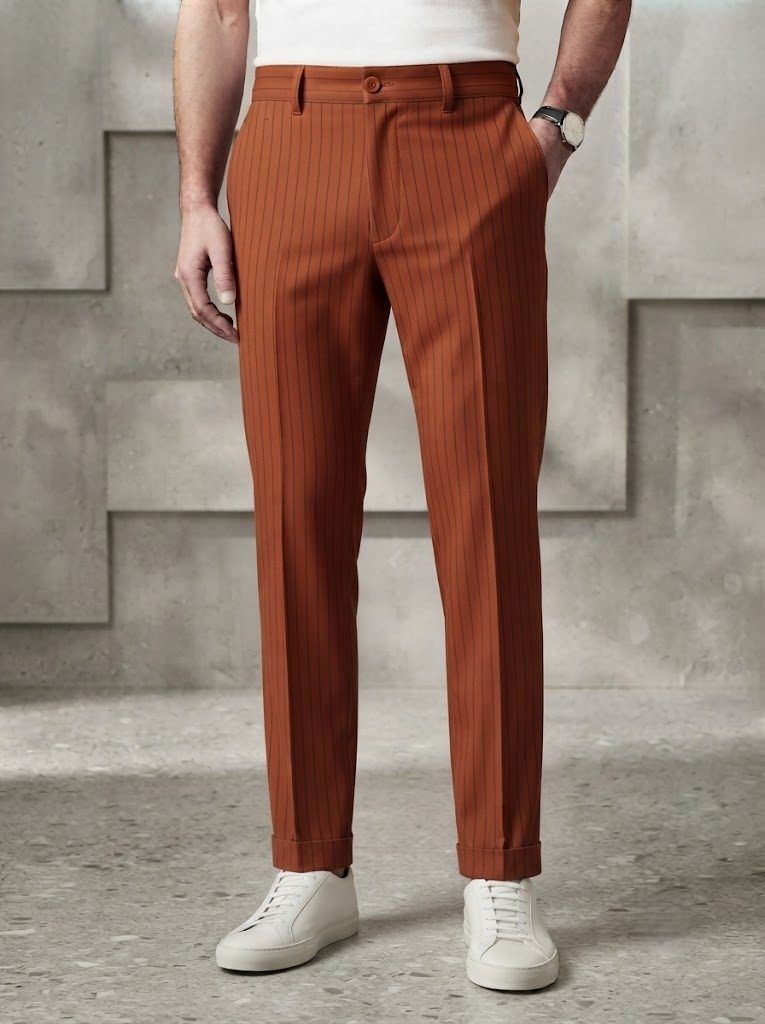 Earthy Rust Pinstripe Chino
