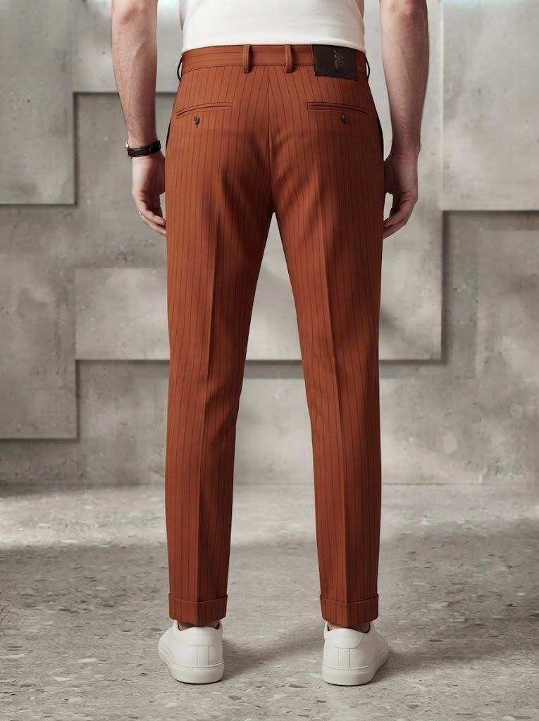 Earthy Rust Pinstripe Chino — view 2