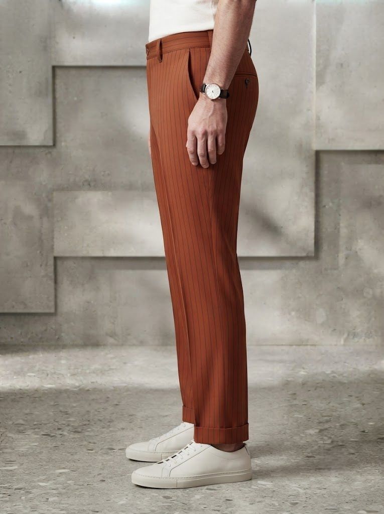Earthy Rust Pinstripe Chino — view 4