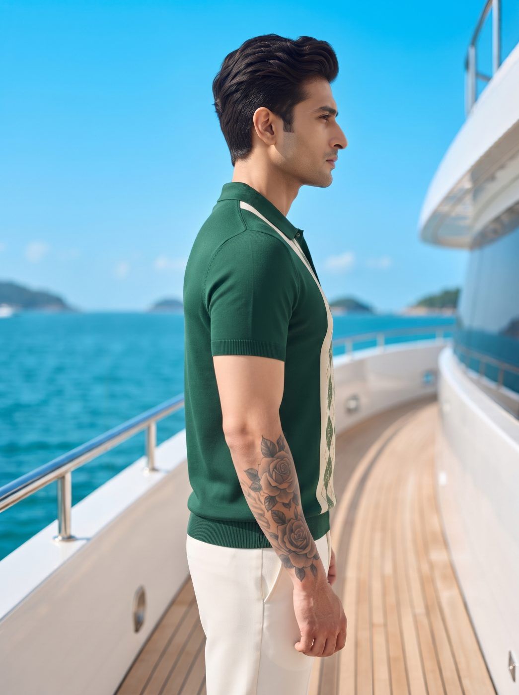 Green Argyle Panel Polo — view 4