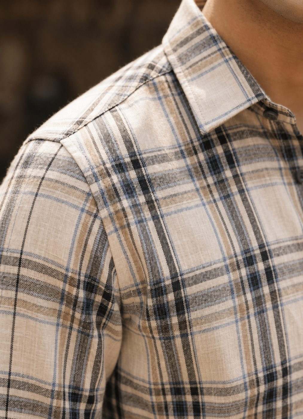 Highland Tan & Navy Check Shirt — view 3