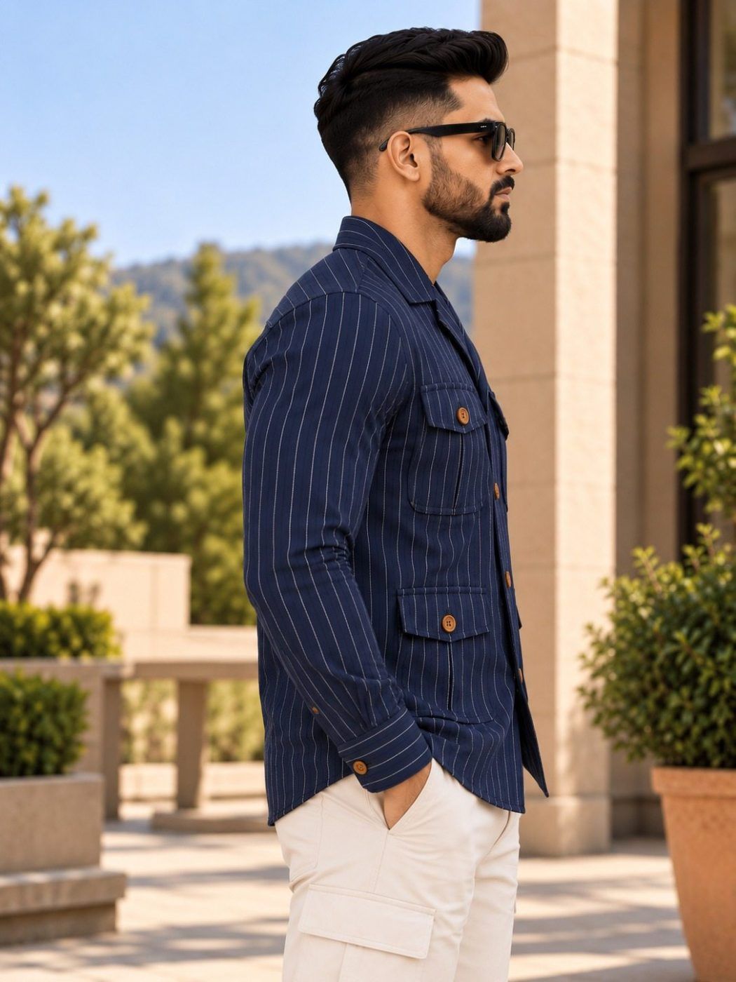 Midnight Pinstripe Hunter Shirt — view 4