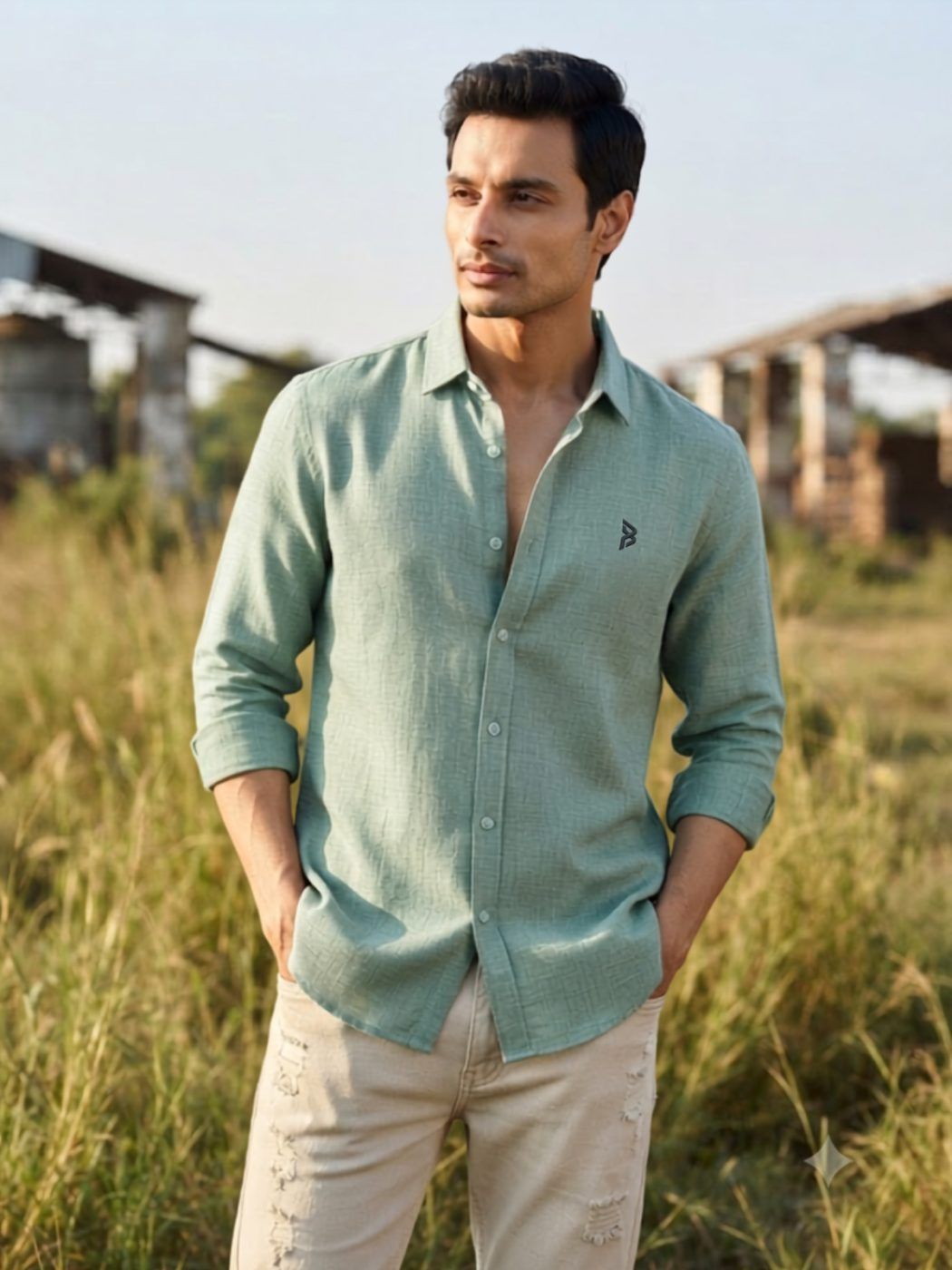 Mint Breeze Linen-Blend Shirt — view 2