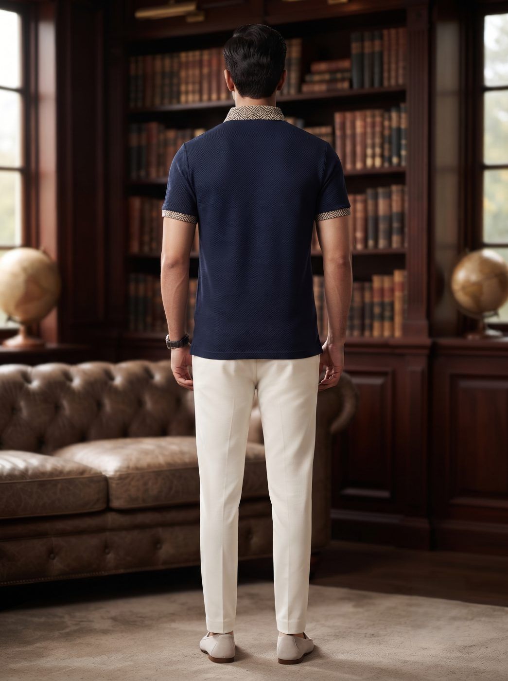 Navy Diamond Collar Polo — view 3
