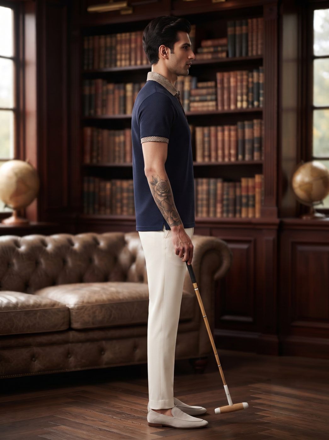 Navy Diamond Collar Polo — view 4