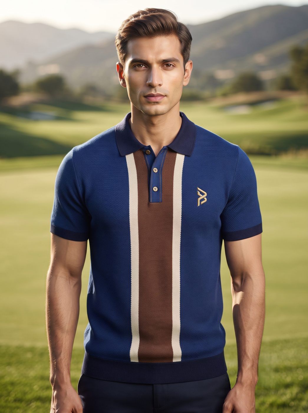 Navy Placket Stripe Polo
