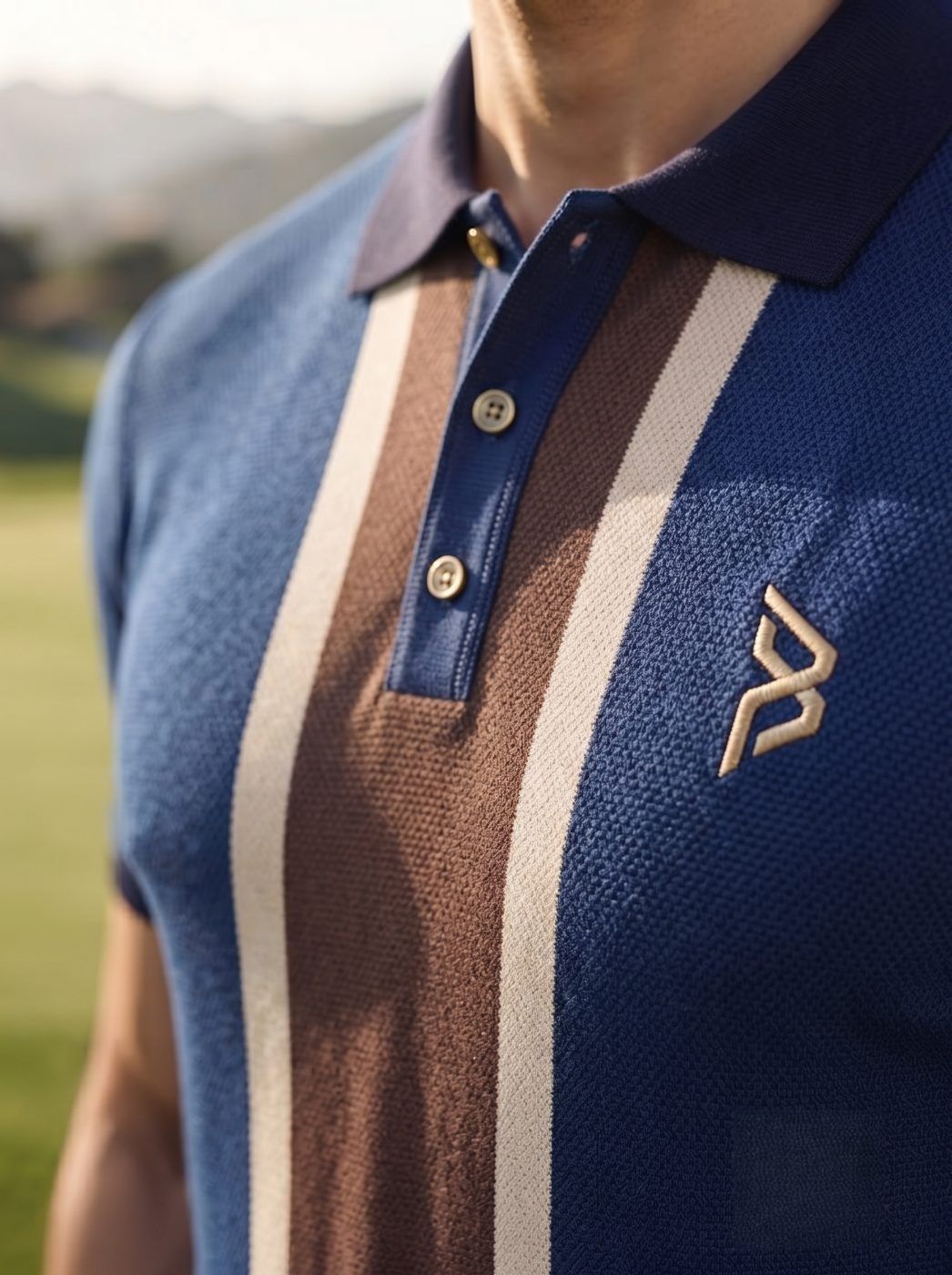 Navy Placket Stripe Polo — view 4