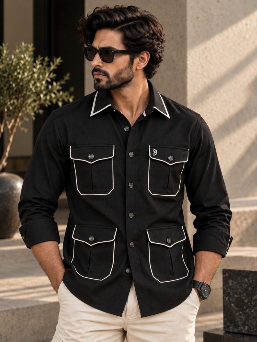 Noir Piped Hunter Shirt