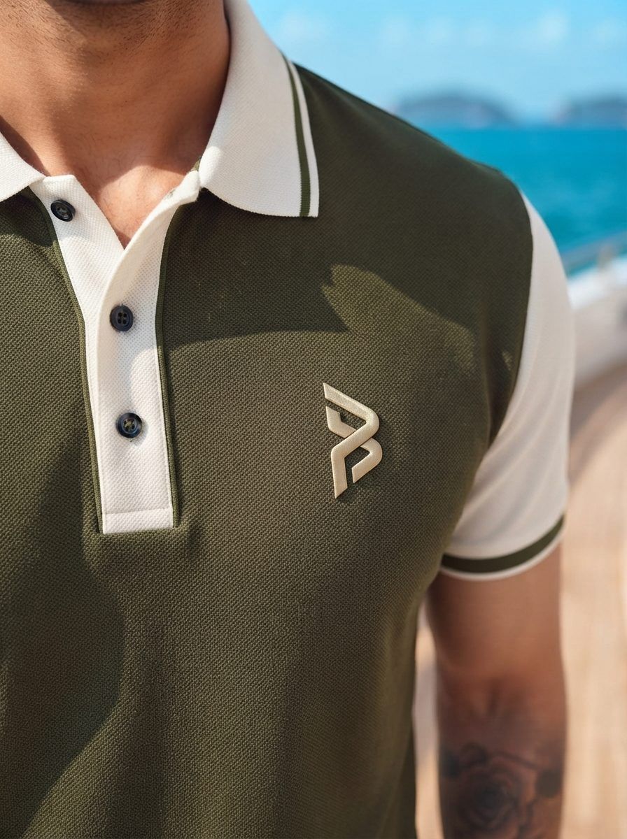 Olive Raglan Colorblock Polo