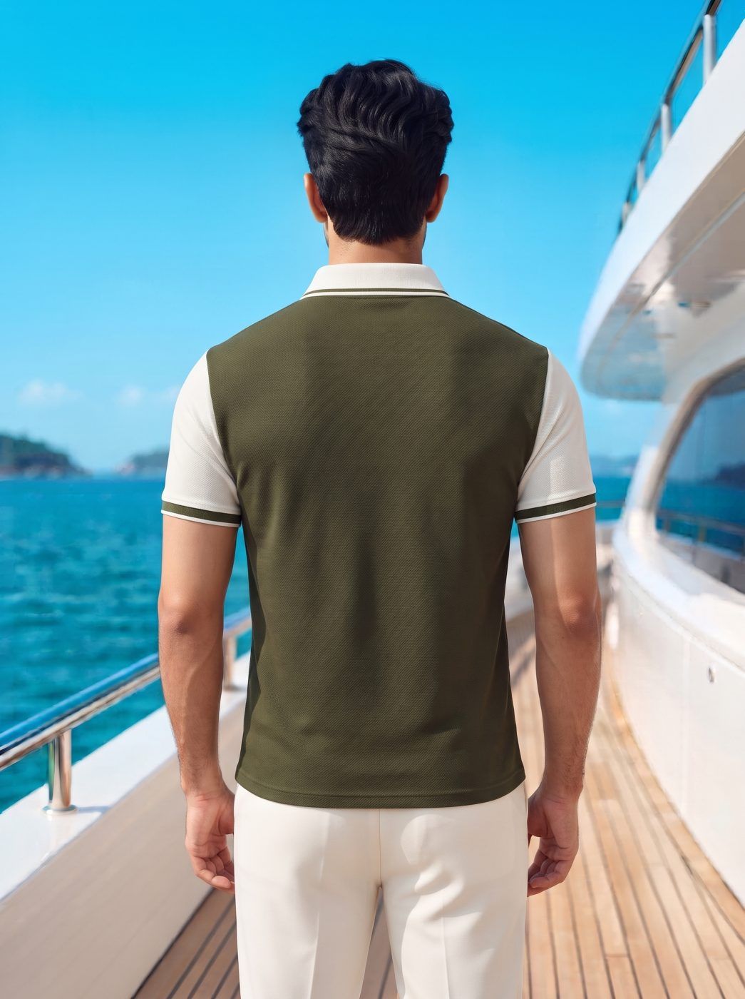 Olive Raglan Colorblock Polo — view 2