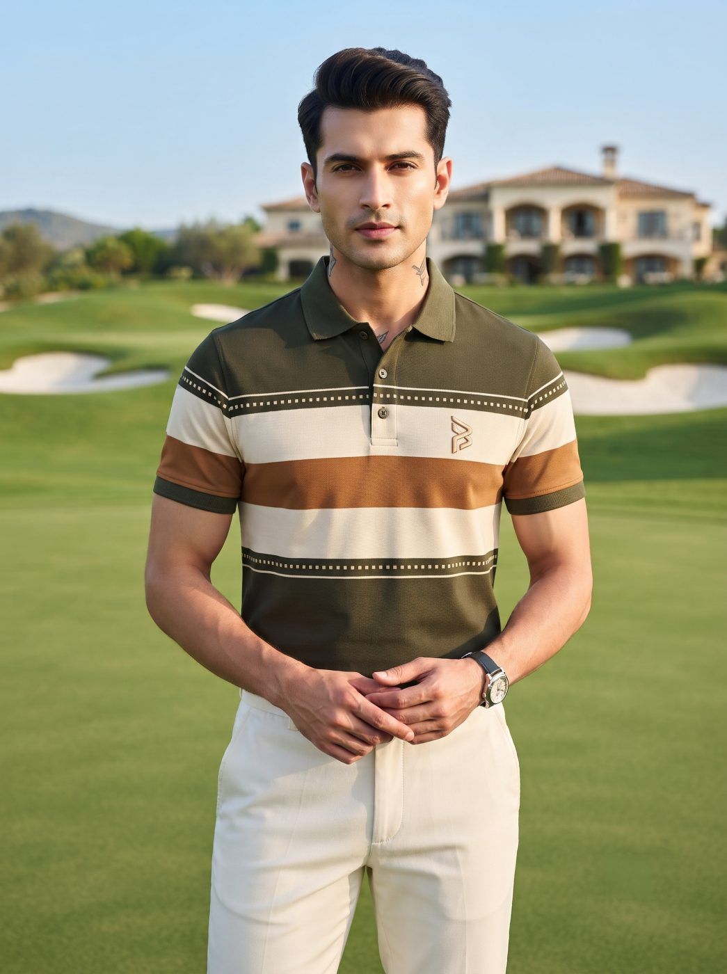 Olive Rugby Stripe Polo