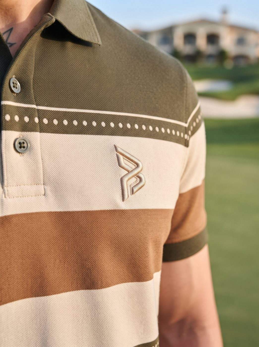 Olive Rugby Stripe Polo — view 2