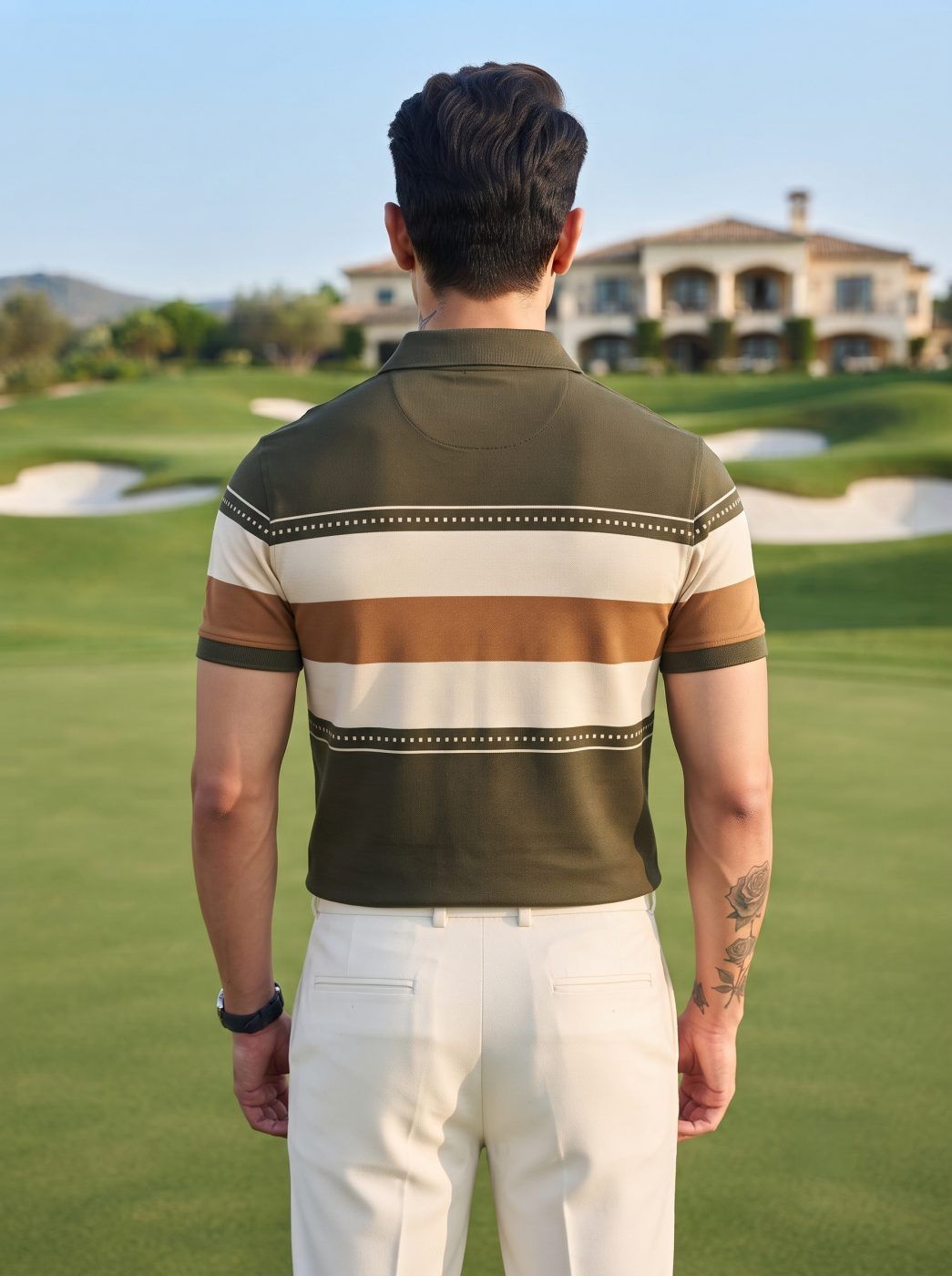 Olive Rugby Stripe Polo — view 3