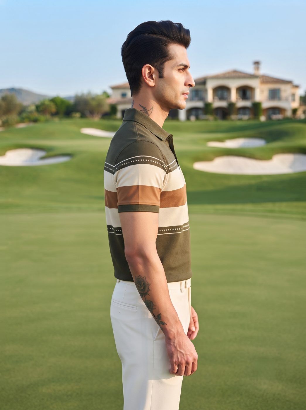 Olive Rugby Stripe Polo — view 4