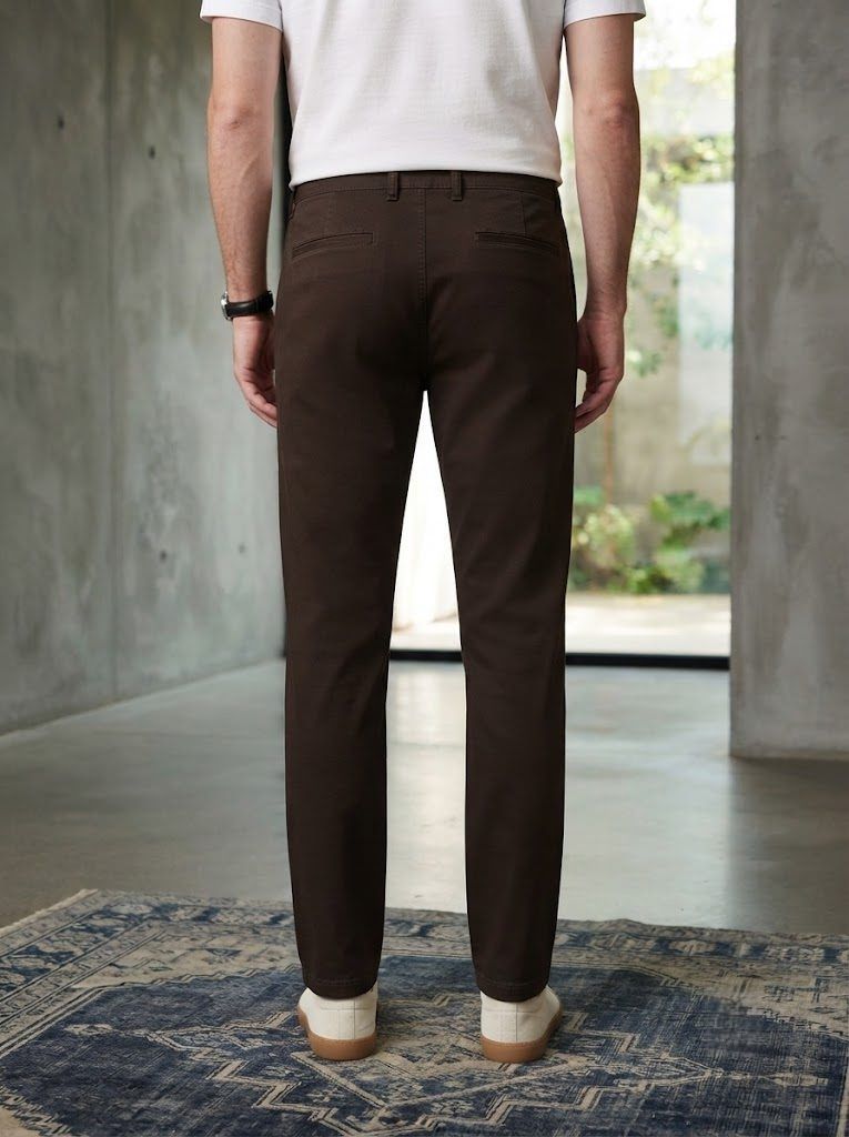 Pleated Dark Brown Chino — view 2
