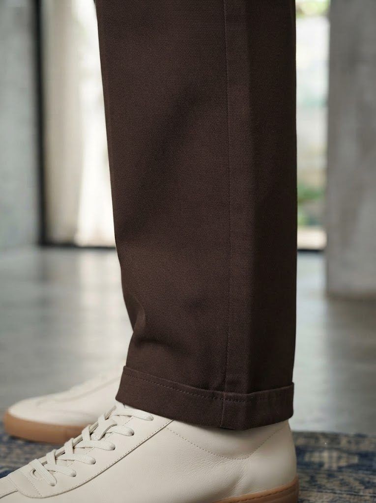 Pleated Dark Brown Chino — view 3