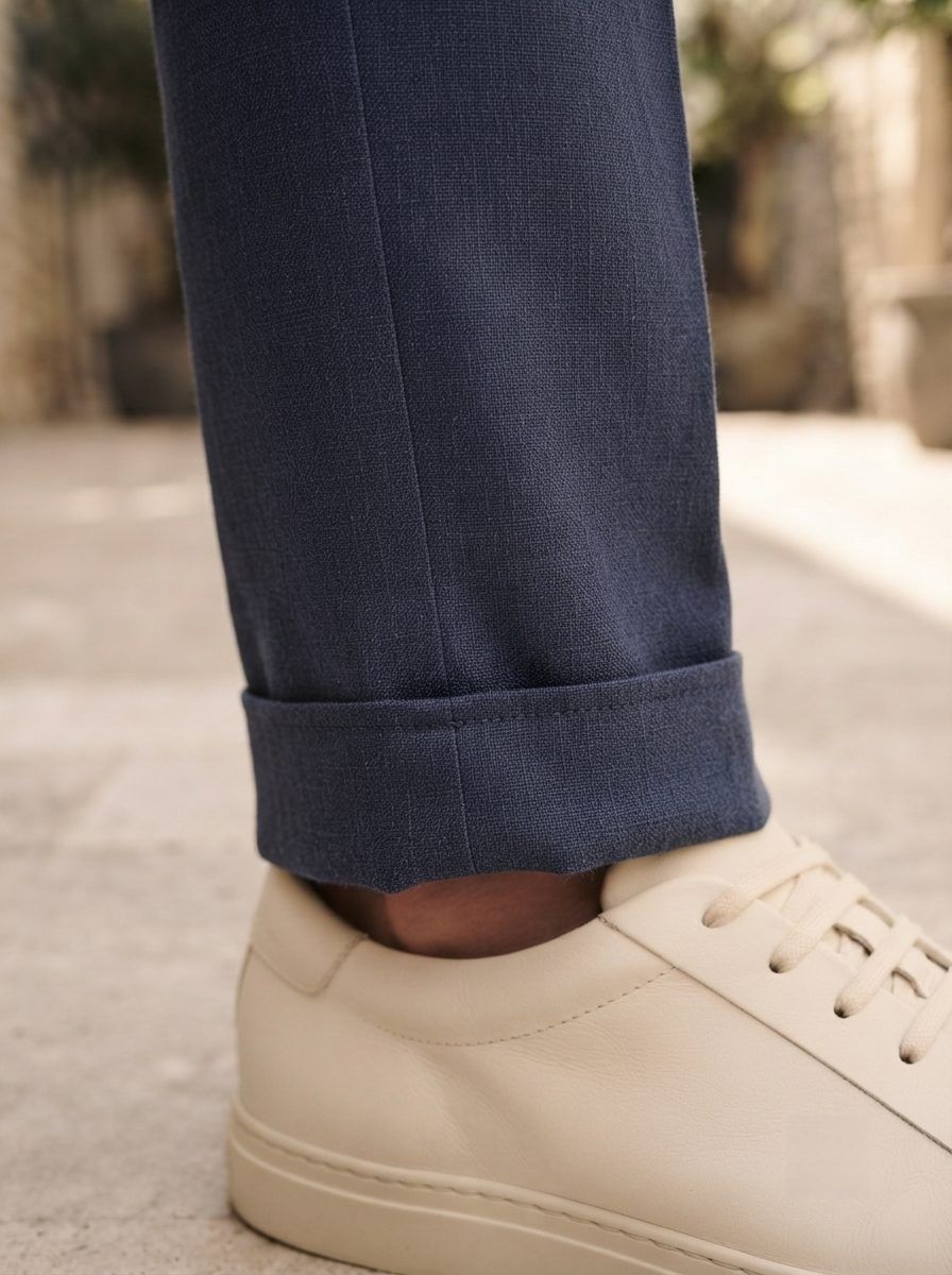 Portofino Linen Trouser, Navy — view 5