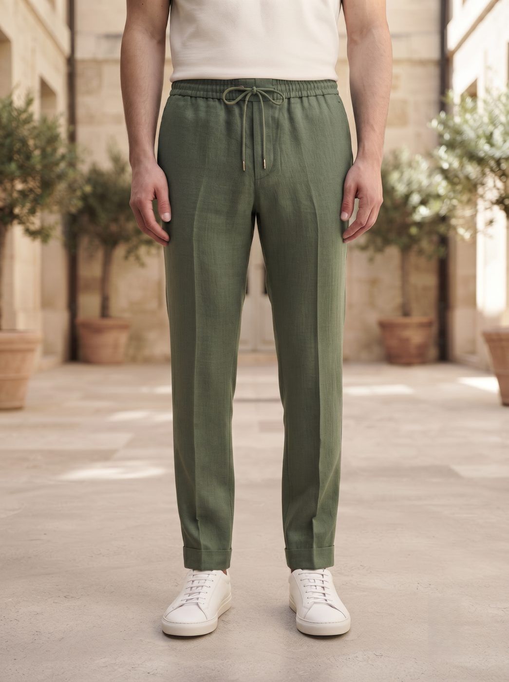 Positano Linen Jogger, Olive