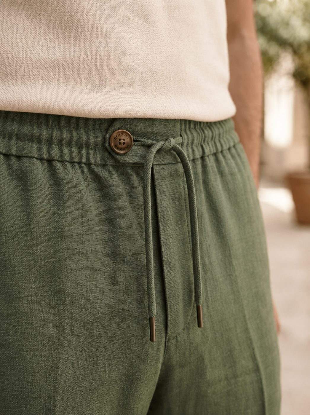 Positano Linen Jogger, Olive — view 4