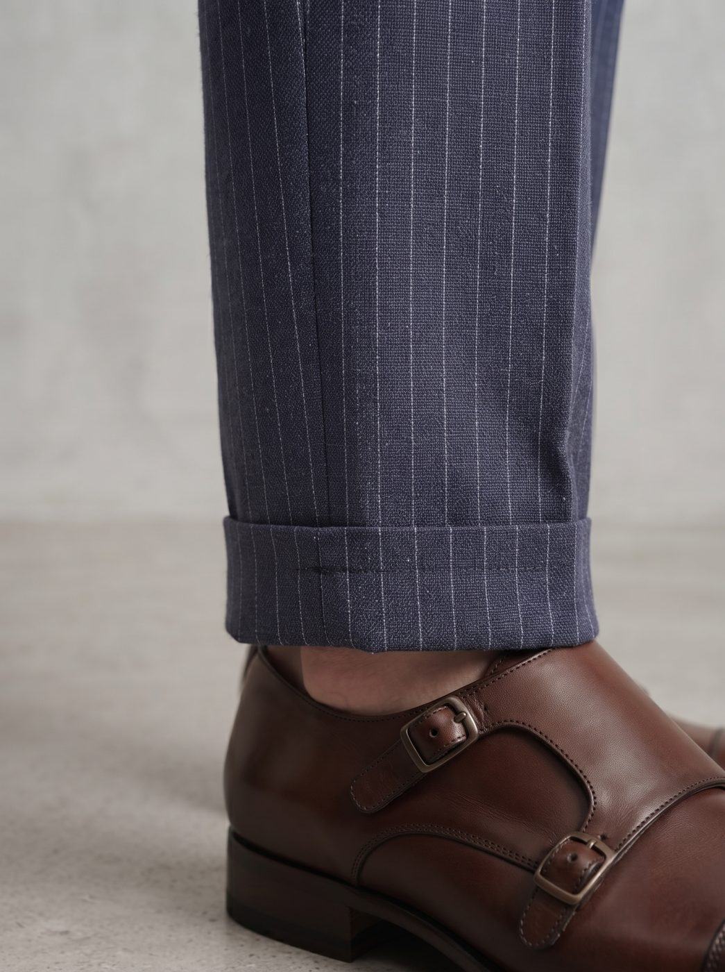 Positano Pinstripe Linen Trouser, Navy — view 5