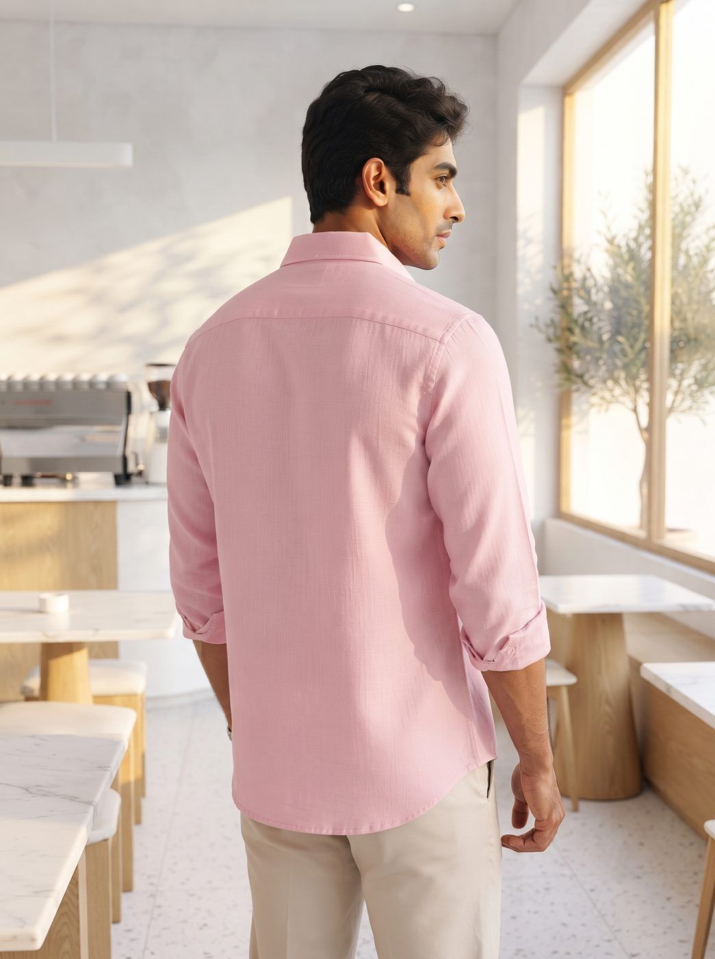 Powder Pink Linen-Blend Shirt — view 3