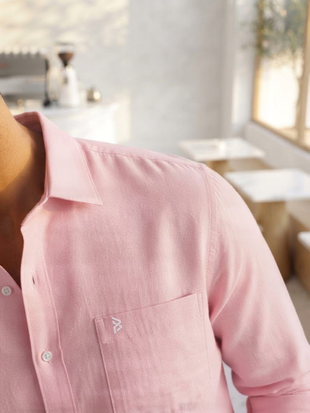Powder Pink Linen-Blend Shirt — view 4