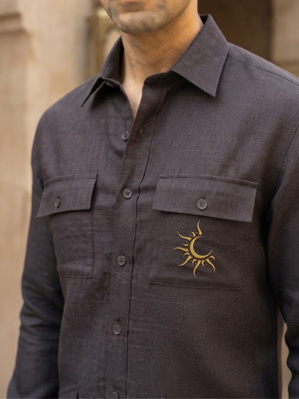 Rajputana Slate Linen Hunter Shirt