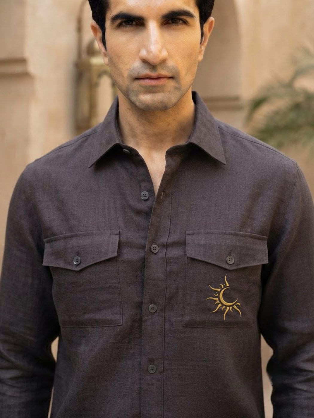 Rajputana Slate Linen Hunter Shirt — view 5