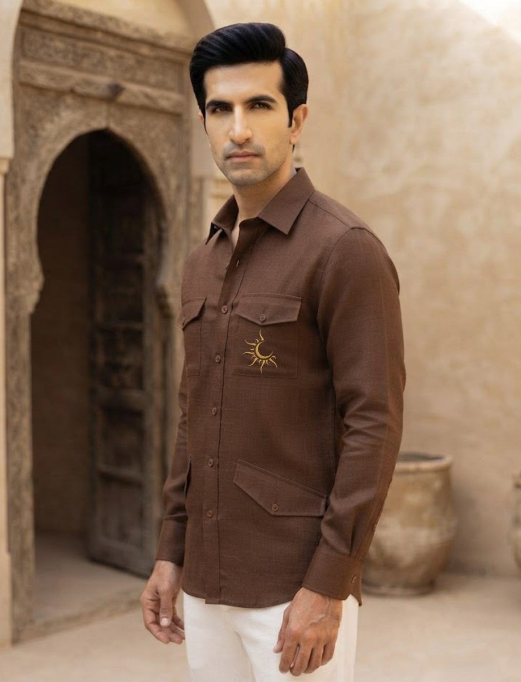 Rajputana Tobacco Linen Hunter Shirt