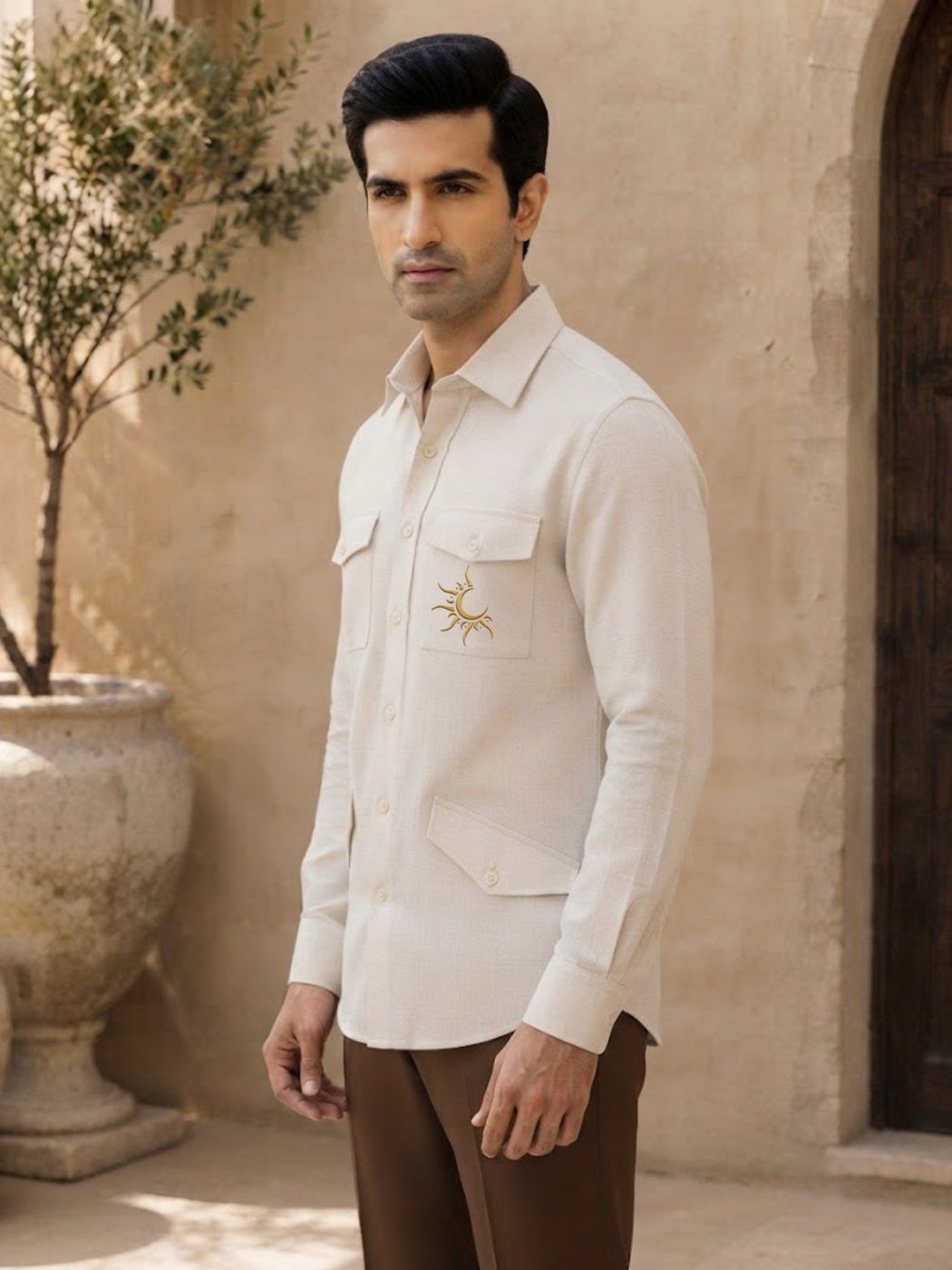 Rajputana White Linen Hunter Shirt