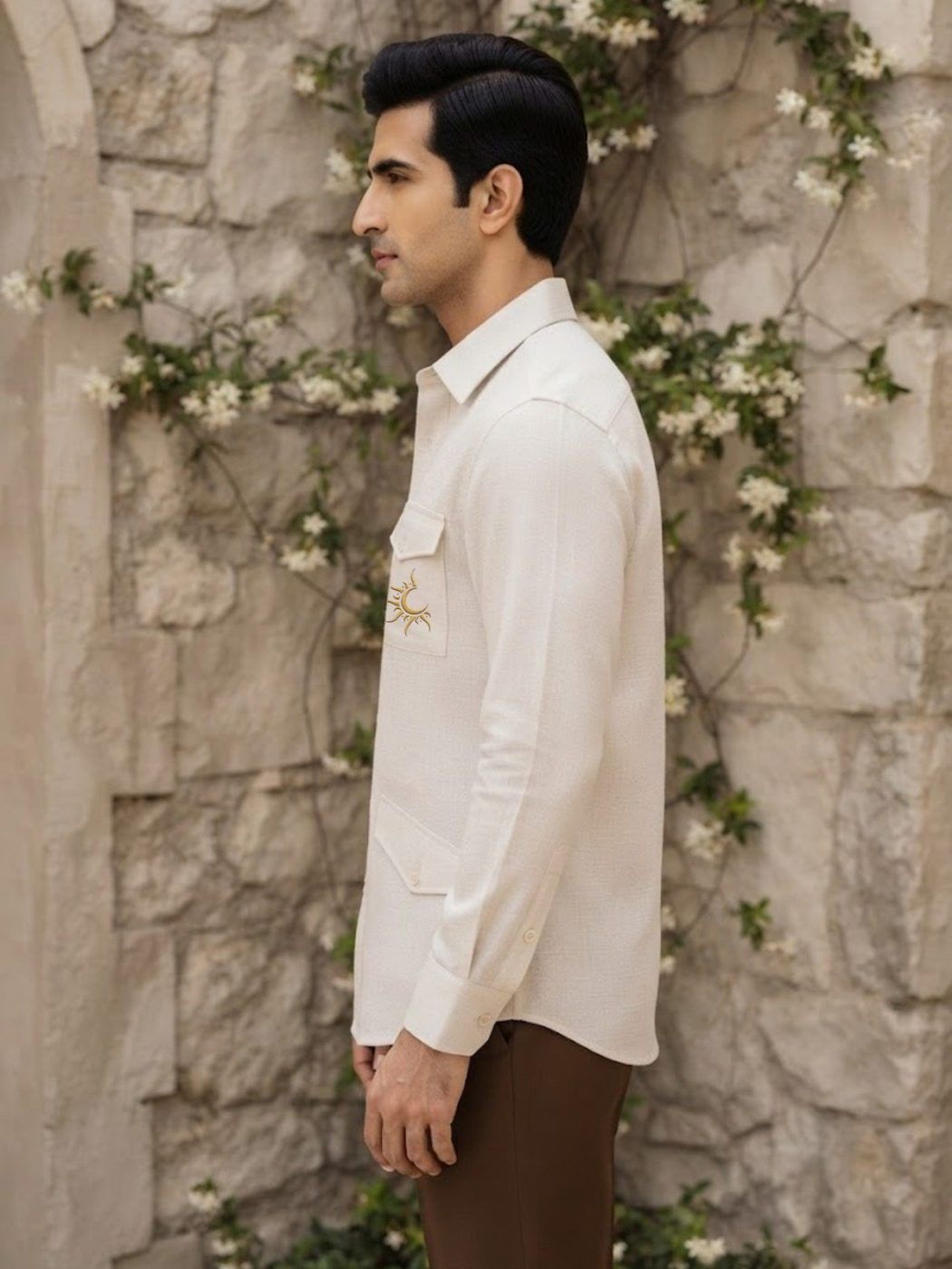 Rajputana White Linen Hunter Shirt — view 3